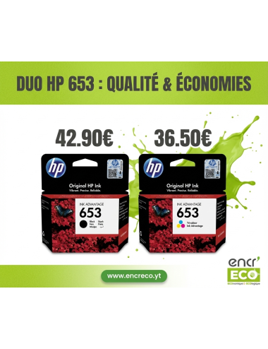 DUO HP 653 Noir + HP 653...